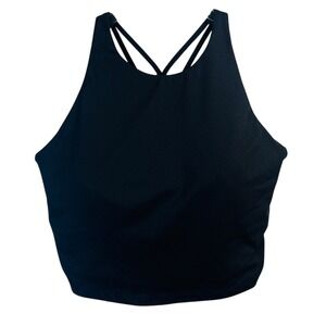Oysho Black High Neck Strappy Sports Bra Medium Yoga Pilates‎ Minimalist Top